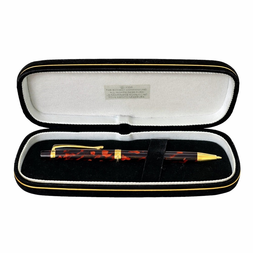 Vintage 1998 The Bombay Company Tortoiseshell Mechanical Pencil with Case Gold